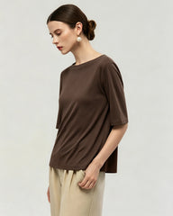 Washable Silk Jersey Crew Neck T Shirt