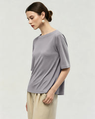 Washable Silk Jersey Crew Neck T Shirt
