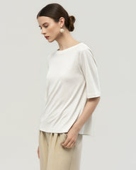 Washable Silk Jersey Crew Neck T Shirt