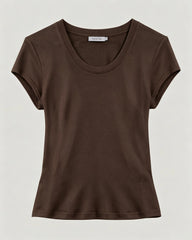 Washable Silk Jersey Scoop Neck Fitted T Shirt