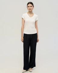 Washable Silk Jersey Scoop Neck Fitted T Shirt