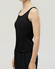 Washable Silk Jersey Double Scoop Neck Tank