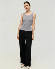 Washable Silk Jersey Double Scoop Neck Tank