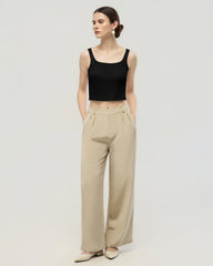 Washable Silk Jersey Square Neck Cropped Tank