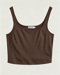 Washable Silk Jersey Square Neck Cropped Tank