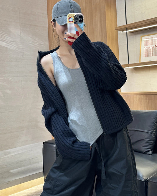 Wool Brushed Thermal Tank with Built-In Bra - DAISYSILK UK