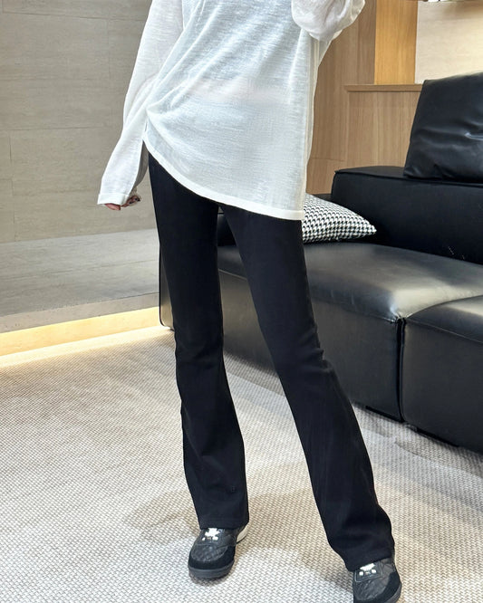 Women’s Wool Fleece-Lined Flared Pants - DAISYSILK UK