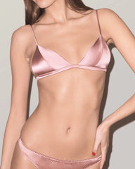 Silk Wireless Triangle Bra and Ruffle Thong Set
