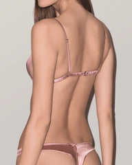 Silk Wireless Triangle Bra and Ruffle Thong Set