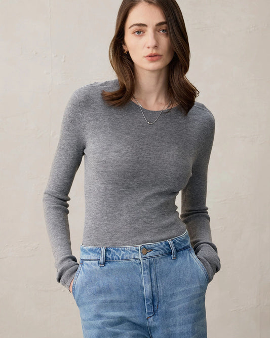 Women’s Crew Neck Wool Cashmere Knit Top