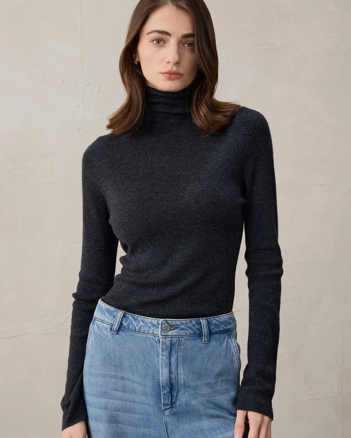 Women’s Turtleneck Wool Cashmere Knit Layer