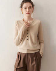 Women’s V-Neck Half Cardigan Cashmere Sweater
