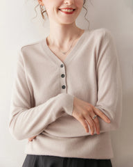 Women’s V-Neck Half Cardigan Cashmere Sweater