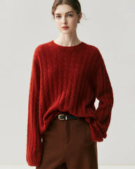 Lightweight Cable Knit Silk Cashmere Sweater
