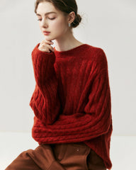 Lightweight Cable Knit Silk Cashmere Sweater