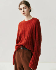 Lightweight Cable Knit Silk Cashmere Sweater