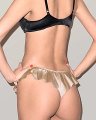 Silk Wireless Triangle Bra and Ruffle Thong Set