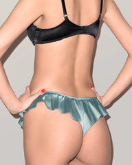 Silk Wireless Triangle Bra and Ruffle Thong Set