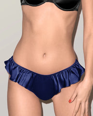 Silk Wireless Triangle Bra and Ruffle Thong Set