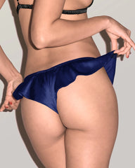 Silk Wireless Triangle Bra and Ruffle Thong Set