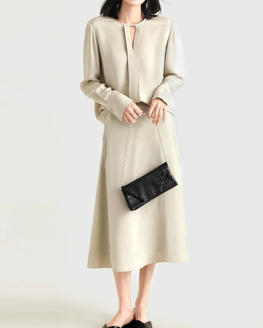 30 Momme Heavy Silk A-Line Midi Skirt