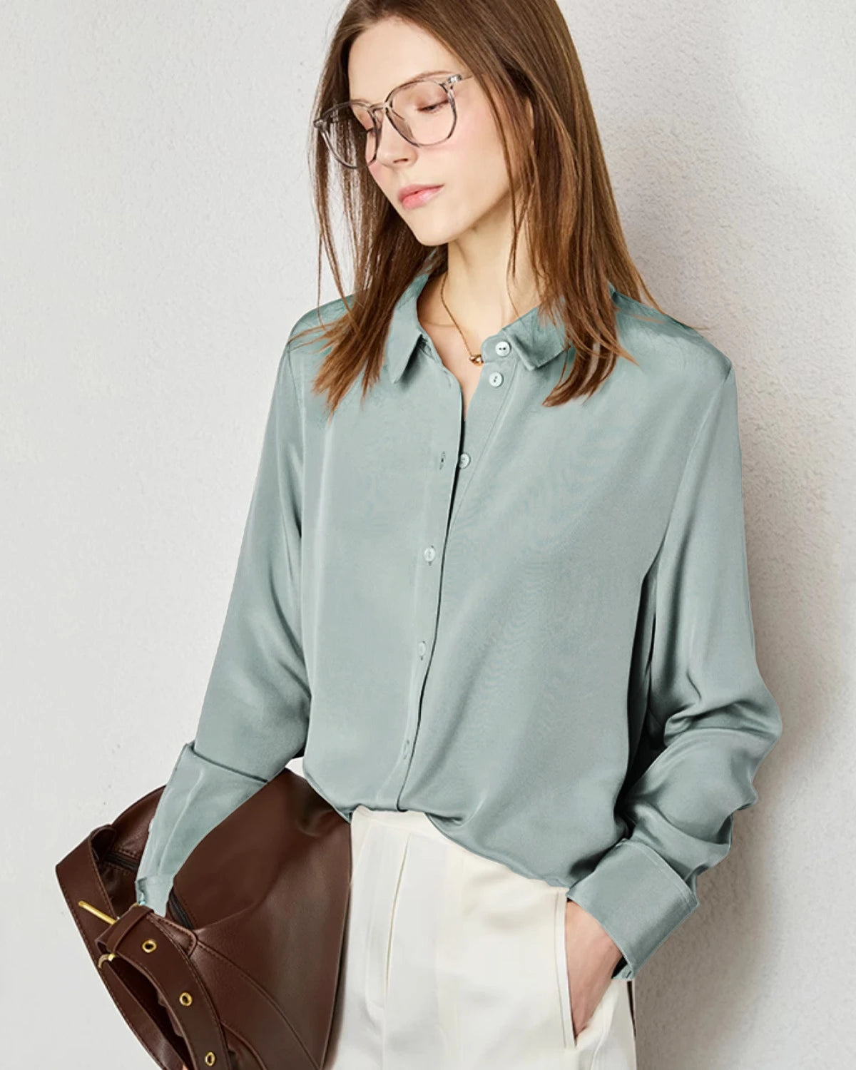 30 Momme Heavy Silk Button-Up Blouse - DAISYSILK UK
