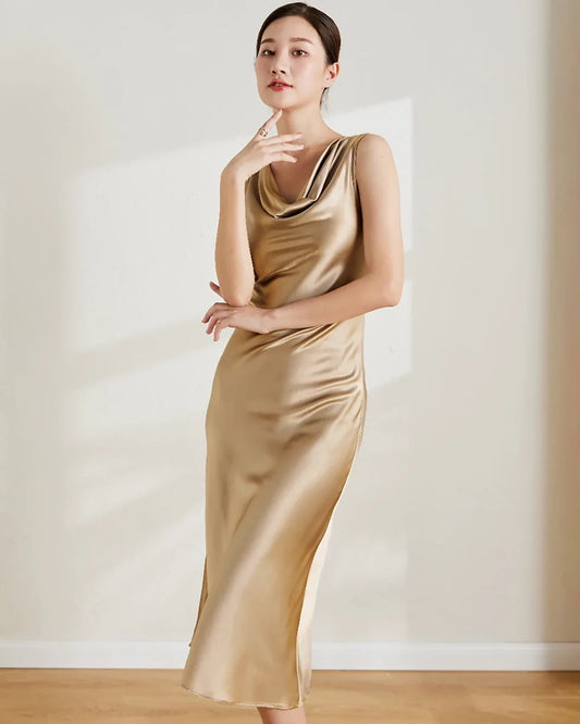 Vintage Silk Sleeveless Midi Dress