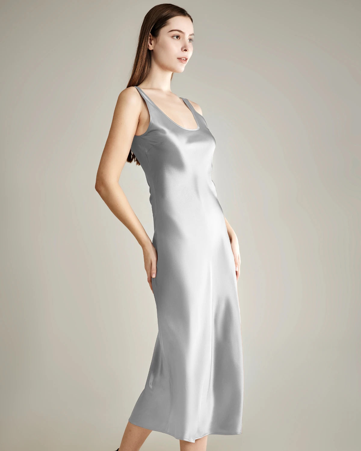 Scoop Neck Midi Silk Slip Dress - DAISYSILK UK