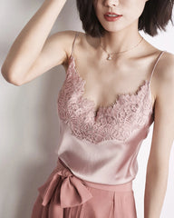 Women's Lace Silk Camisole, Pink