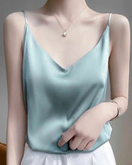 Spaghetti Strap Silk Camisole, Blue