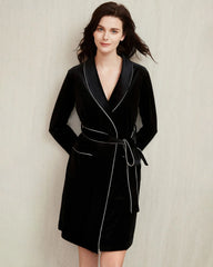 Women's Velvet Robe Silk Nightgown, Black