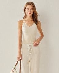 Women's Cashmere V Neck Camisole, White