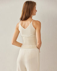 Women's Cashmere V Neck Camisole, White