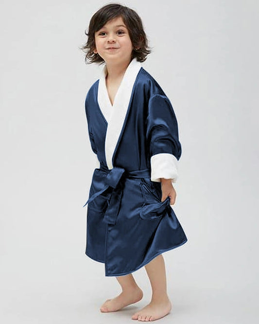 Kids Reversible Silk Robe with Belt