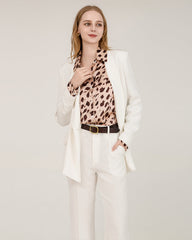 Leopard Print Silk Shirt For Women Pink