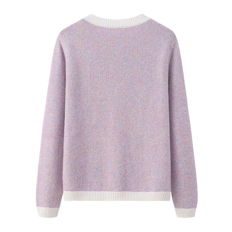 Lilac Cashmere Cardigan with Pearl Button, Lilac and White