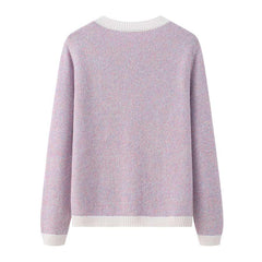 Lilac Cashmere Cardigan with Pearl Button, Lilac and White