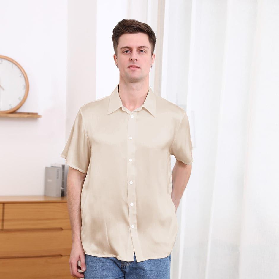 Men's Basic Silk Shirt Short Sleeve - DAISYSILK UK