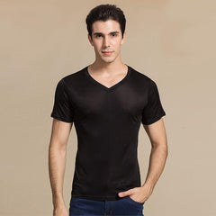 Men's Basic Style Silk Knit T-Shirt