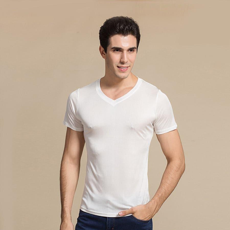 Men's Basic Style Silk Knit T-Shirt