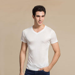 Men's Basic Style Silk Knit T-Shirt