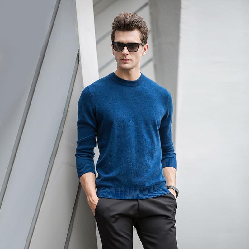 Men's Crew Neck Cashmere Sweater - DAISYSILK UK