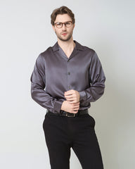 Men's Pure Silk Classic Business Shirt, Grey