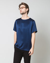 Men's  Silk Casual Regular Soft T-Shirt, Navy