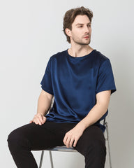 Men's  Silk Casual Regular Soft T-Shirt, Navy