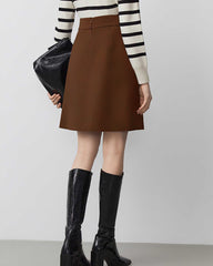 Women's A Line Wool Mini Skirt, Caramel