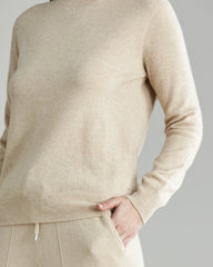 Mock Neck Cashmere Sweater, Beige