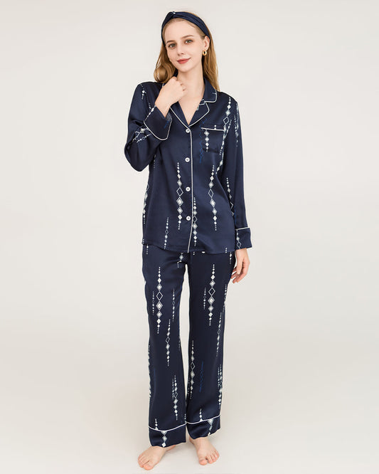 19 Momme Silk Navy Pajama Set