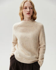 Pure Cashmere Mock Neck Raglan Sleeve Sweater