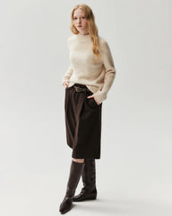 Pure Cashmere Mock Neck Raglan Sleeve Sweater